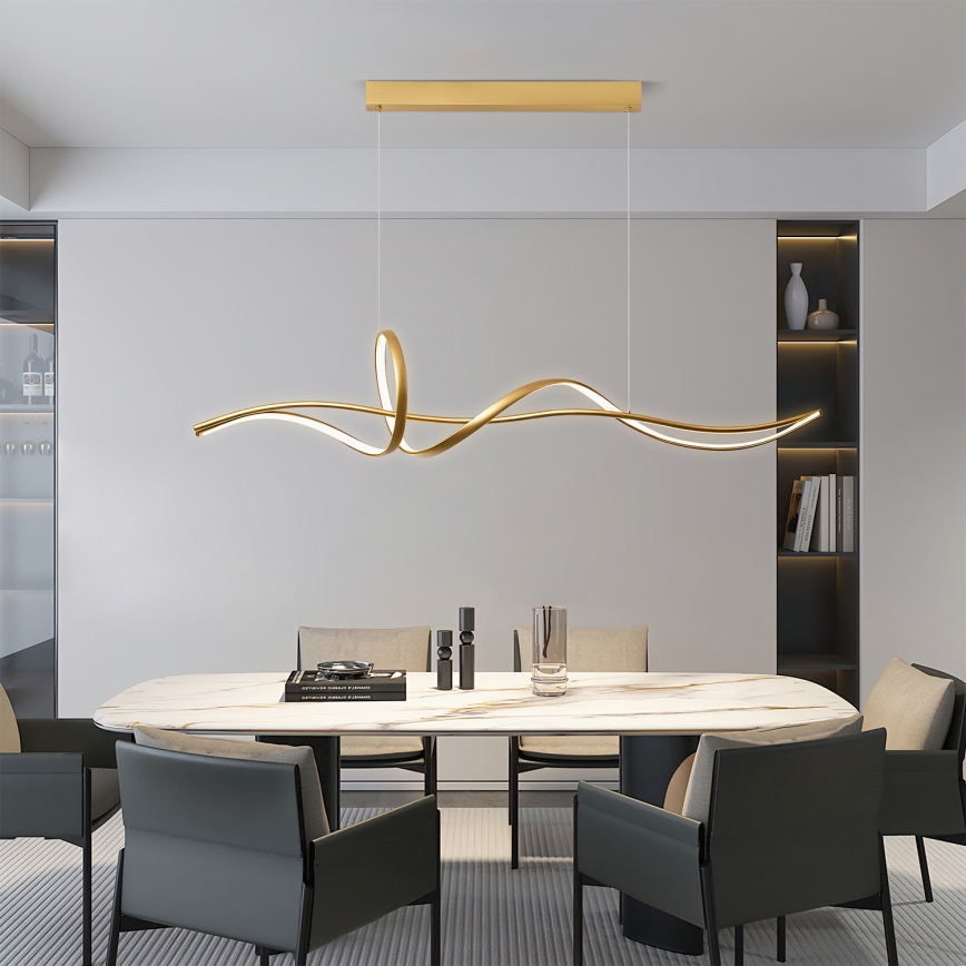 Brilagi - dimmbare LED-Pendelleuchte mit Seilaufhängung SIGNATURE LED/55W/230V 3000-6000K 120x23 cm gold + Fernbedienung