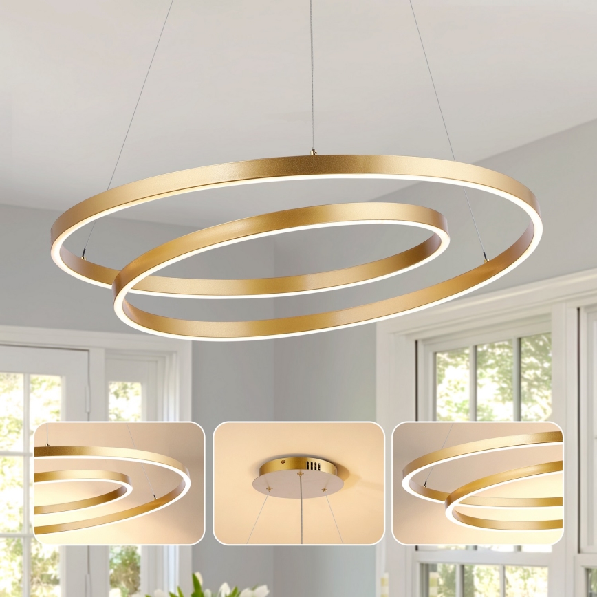 Brilagi - Dimmbare LED-Pendelleuchte an Kabel TWISTER LED/105W/230V 3000-6000K Ø 100 cm goldfarben + Fernbedienung
