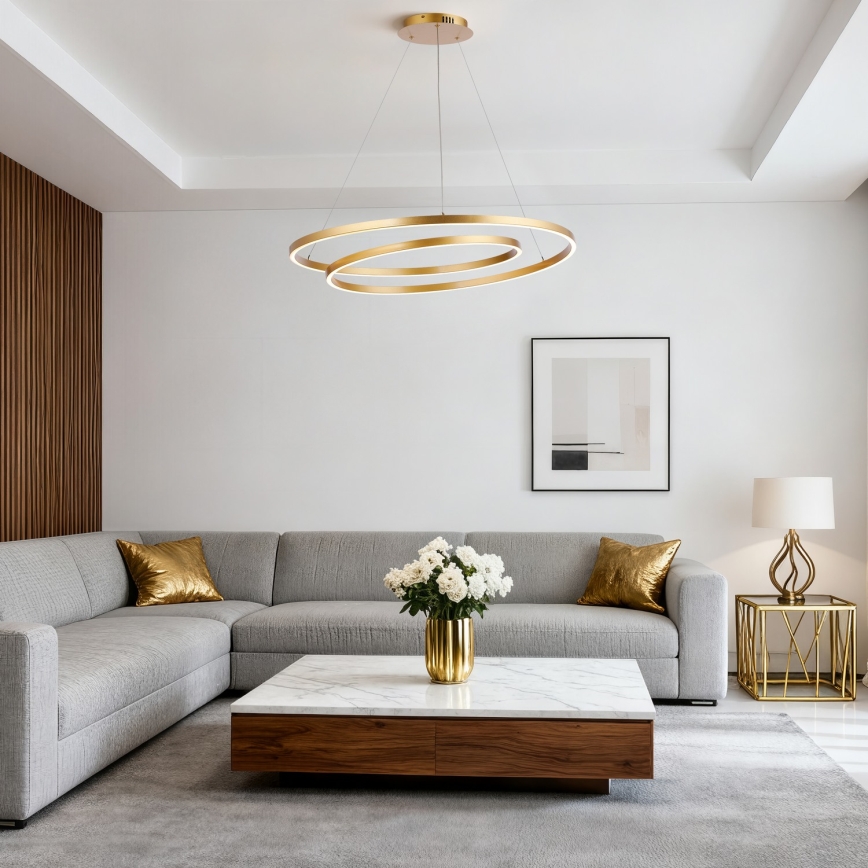 Brilagi - Dimmbare LED-Pendelleuchte an Kabel TWISTER LED/105W/230V 3000-6000K Ø 100 cm goldfarben + Fernbedienung