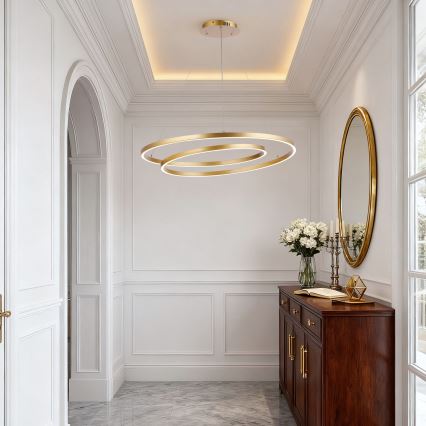 Brilagi - Dimmbare LED-Pendelleuchte an Kabel TWISTER LED/105W/230V 3000-6000K Ø 100 cm goldfarben + Fernbedienung