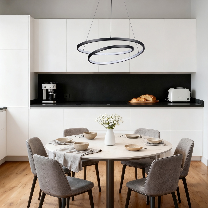 Brilagi - LED-dimmbare Pendelleuchte an Seil TWISTER LED/48W/230V 3000–6000K Ø 50 cm schwarz + Fernbedienung