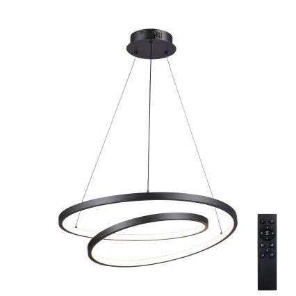 Brilagi - LED-dimmbare Pendelleuchte an Seil TWISTER LED/48W/230V 3000–6000K Ø 50 cm schwarz + Fernbedienung