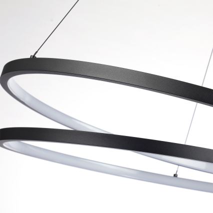 Brilagi - LED-dimmbare Pendelleuchte an Seil TWISTER LED/48W/230V 3000–6000K Ø 50 cm schwarz + Fernbedienung