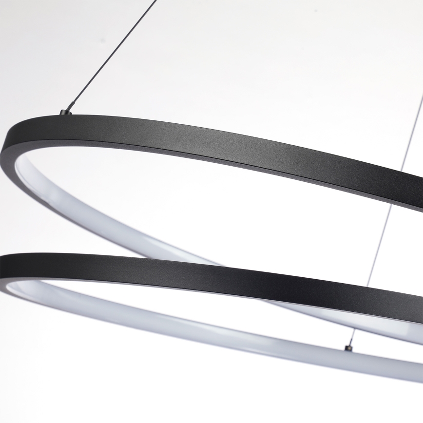 Brilagi - LED-dimmbare Pendelleuchte an Seil TWISTER LED/48W/230V 3000–6000K Ø 50 cm schwarz + Fernbedienung