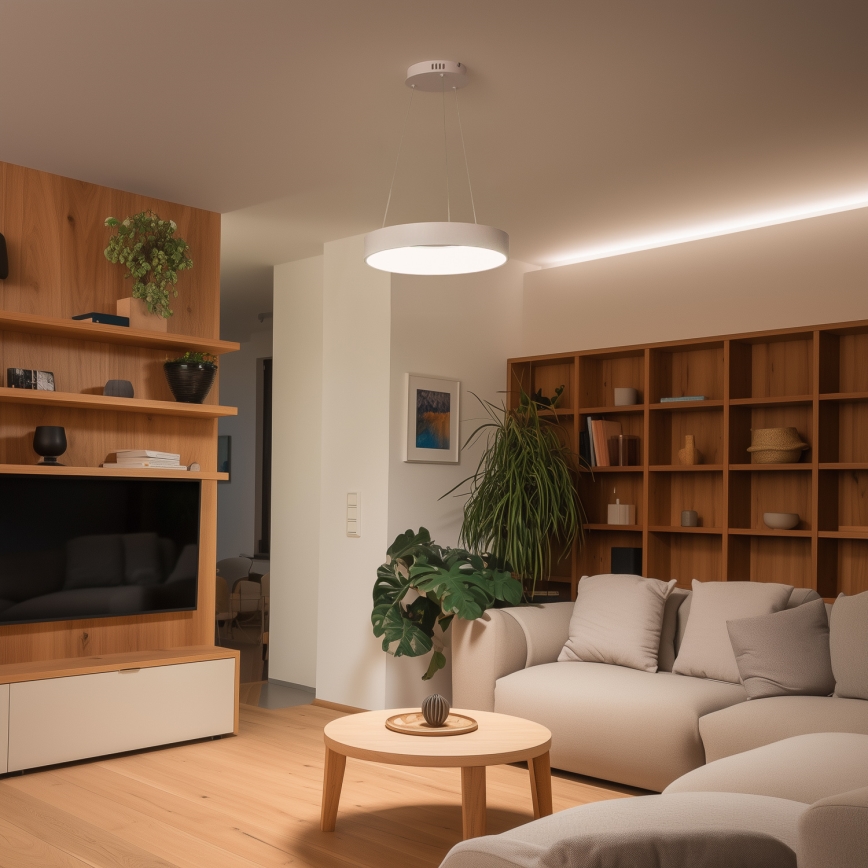 Brilagi - Dimmbare LED-Pendelleuchte an Seil FALCON II LED/67W/230V 3000–6500K Ø 40 cm weiß + Fernbedienung