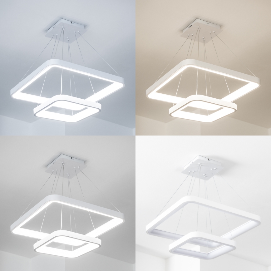 Brilagi - Dimmbare LED-Hängeleuchte mit Seilabhängung FALCON SLIM LED/78W/230V 3000-6500K 50x50 cm weiß + Fernbedienung