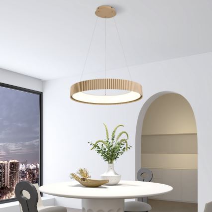 Brilagi - LED-dimmbare Seilpendelleuchte FALCON MODERN LED/54W/230V 3000-6500K Ø 60 cm beige + Fernbedienung