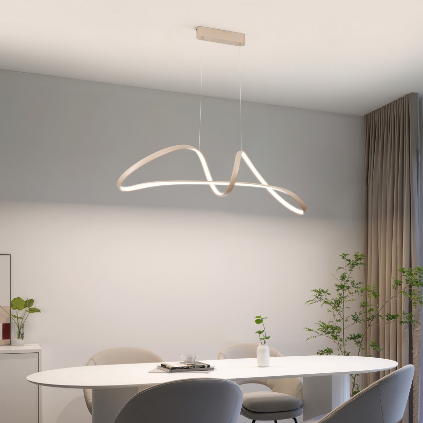 Brilagi - dimmbare LED-Pendelleuchte an Seil TWISTER LED/60W/230V 3000-6000K beige + Fernbedienung
