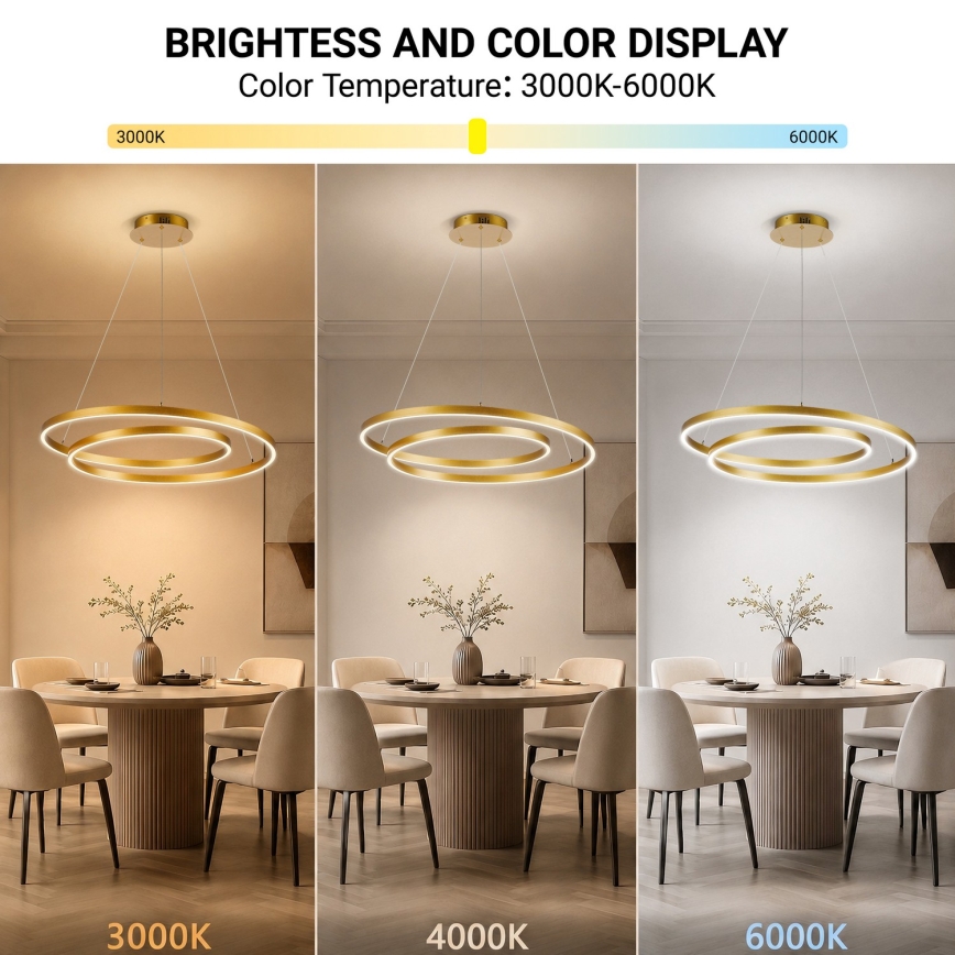 Brilagi - LED-dimmbare Pendelleuchte an Kabel TWISTER LED/75W/230V 3000-6000K Ø 70 cm goldfarben + Fernbedienung