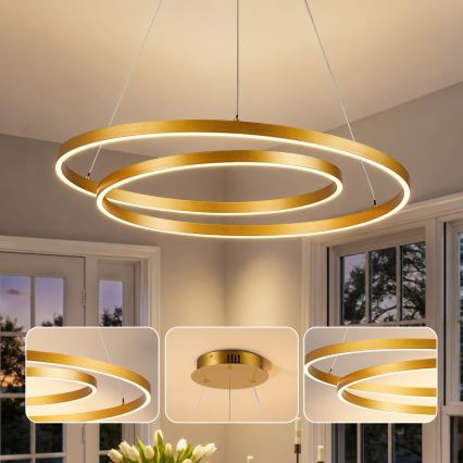 Brilagi - LED-dimmbare Pendelleuchte an Kabel TWISTER LED/75W/230V 3000-6000K Ø 70 cm goldfarben + Fernbedienung