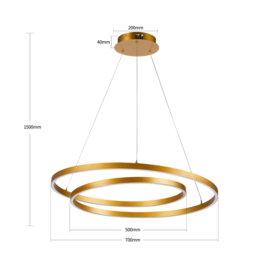 Brilagi - LED-dimmbare Pendelleuchte an Kabel TWISTER LED/75W/230V 3000-6000K Ø 70 cm goldfarben + Fernbedienung