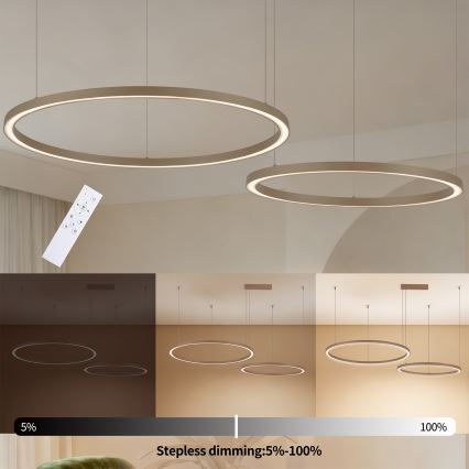 Brilagi - LED-dimmbarer Pendelleuchter PORTOFINO LED/98W/230V 3000–6000K beige + Fernbedienung