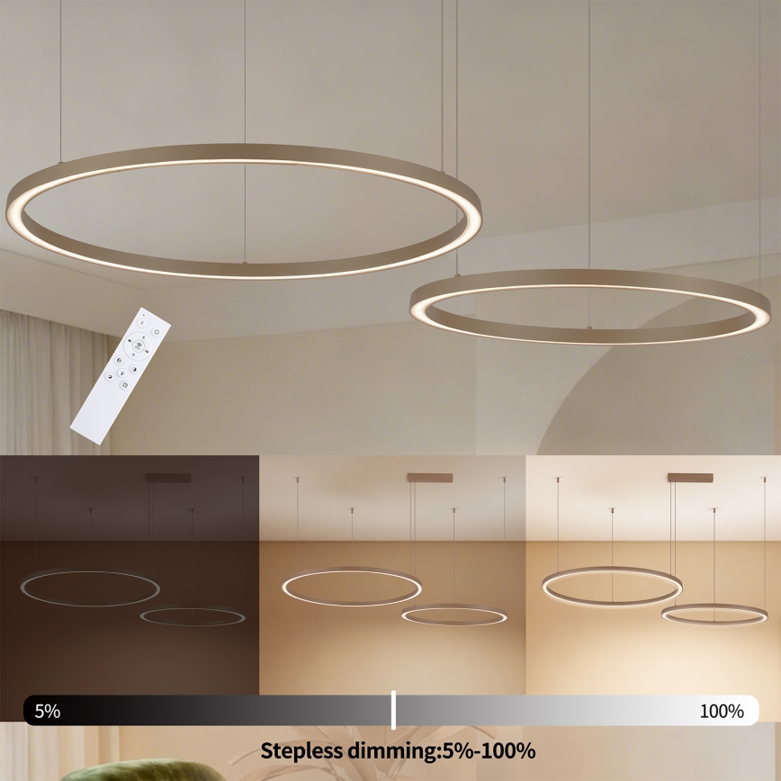 Brilagi - LED-dimmbarer Pendelleuchter PORTOFINO LED/98W/230V 3000–6000K beige + Fernbedienung
