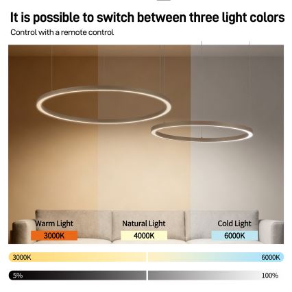 Brilagi - LED-dimmbarer Pendelleuchter PORTOFINO LED/98W/230V 3000–6000K beige + Fernbedienung