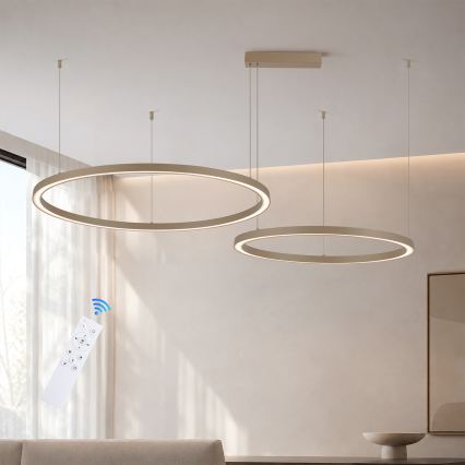 Brilagi - LED-dimmbarer Pendelleuchter PORTOFINO LED/98W/230V 3000–6000K beige + Fernbedienung