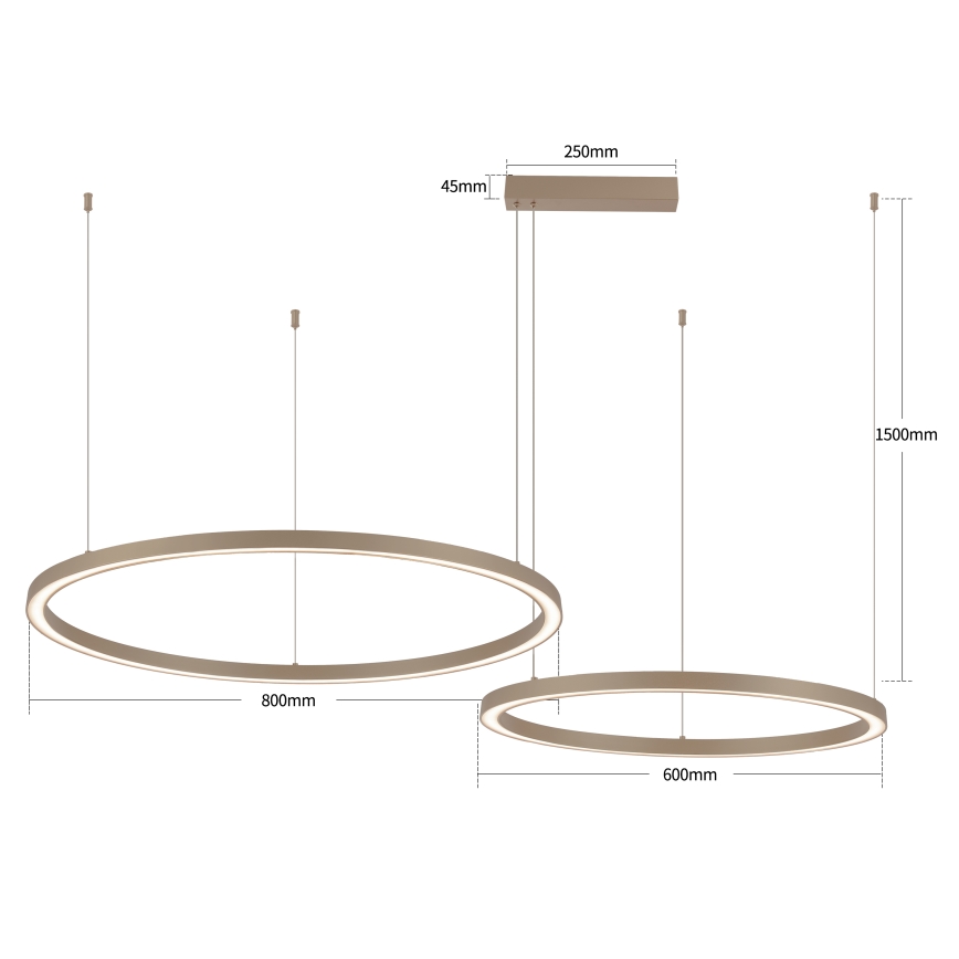 Brilagi - LED-dimmbarer Pendelleuchter PORTOFINO LED/98W/230V 3000–6000K beige + Fernbedienung