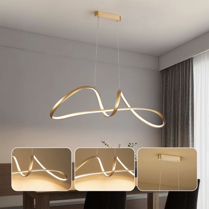 Brilagi - LED dimmbare Pendelleuchte an Kabel TWISTER LED/60W/230V 3000-6000K goldfarben + Fernbedienung