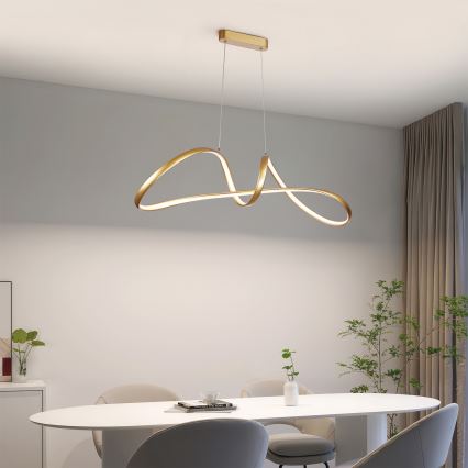 Brilagi - LED dimmbare Pendelleuchte an Kabel TWISTER LED/60W/230V 3000-6000K goldfarben + Fernbedienung