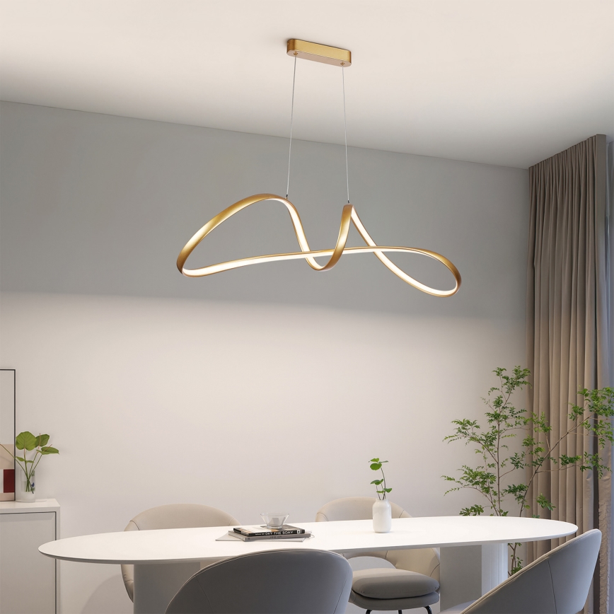 Brilagi - LED dimmbare Pendelleuchte an Kabel TWISTER LED/60W/230V 3000-6000K goldfarben + Fernbedienung