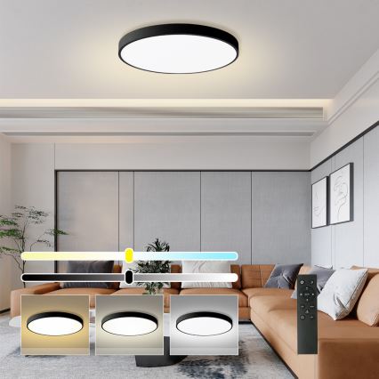 Brilagi - dimmbare LED-Deckenleuchte POOL SMART LED/100W/230V 3000-6000K Ø 80 cm Wi-Fi Tuya schwarz + Fernbedienung