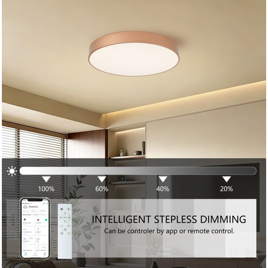 Brilagi - Dimmbares LED-Deckenlicht POOL SMART LED/60W/230V 3000–6000K Ø 50 cm Wi-Fi Tuya bronzefarben + Fernbedienung