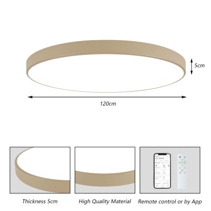Brilagi - Dimmbare LED-Deckenleuchte POOL SMART LED/180W/230V 3000-6000K 120 cm beige Wi-Fi Tuya + Fernbedienung