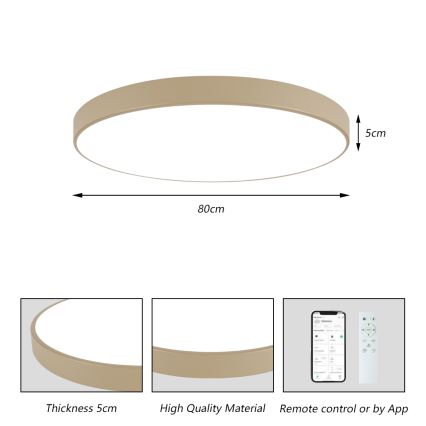 Brilagi - LED-dimmbare Deckenleuchte POOL SMART LED/100W/230V 3000-6000K 80 cm beige Wi-Fi Tuya + Fernbedienung