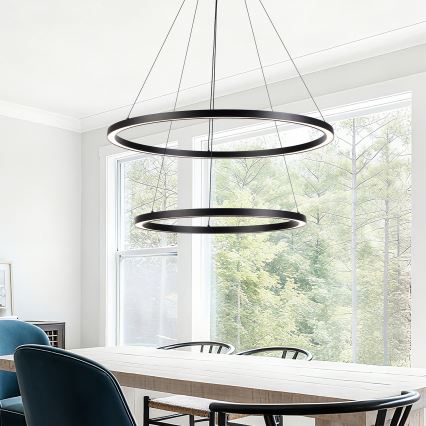 Brilagi - LED-dimmbare Pendelleuchte an Stahlseil PORTOFINO LED/98W/230V 3000-6000K Ø 80 cm schwarz + Fernbedienung