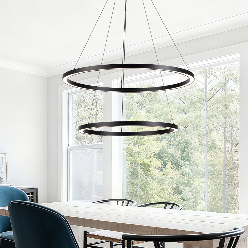 Brilagi - LED-dimmbare Pendelleuchte an Stahlseil PORTOFINO LED/98W/230V 3000-6000K Ø 80 cm schwarz + Fernbedienung