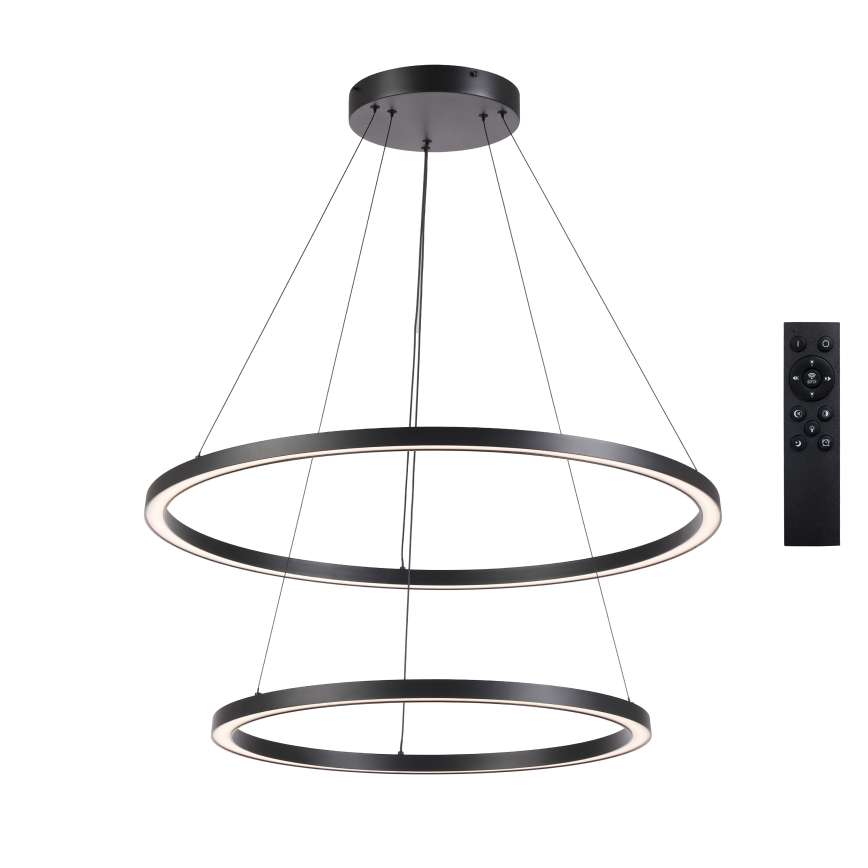 Brilagi - LED-dimmbare Pendelleuchte an Stahlseil PORTOFINO LED/98W/230V 3000-6000K Ø 80 cm schwarz + Fernbedienung