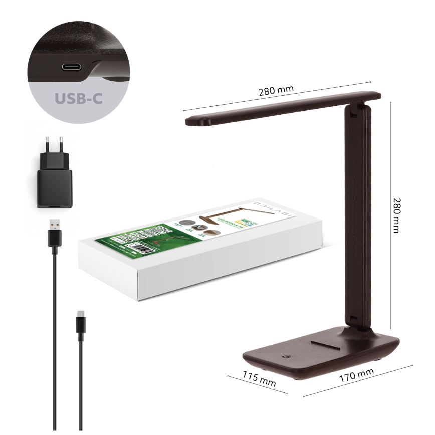 BRILAGI - dimmbare LED-Tischlampe MODO LED/7W/230V 3000/4000/6500K braun