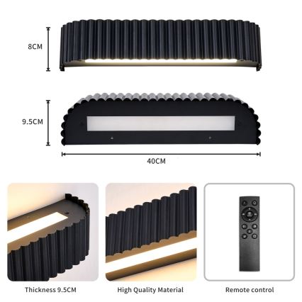 BRILAGI - LED dimmbare Wandleuchte FALCON MODERN LED/14W/230V 3000-6000K 40 cm schwarz + Fernbedienung