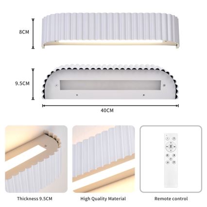 Brilagi - LED-dimmbare Wandleuchte FALCON MODERN LED/14W/230V 3000-6000K 40 cm weiß + Fernbedienung