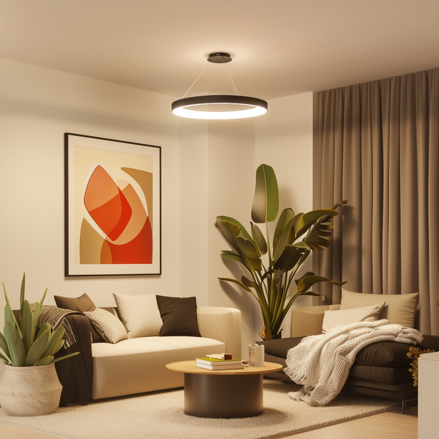 Brilagi - LED-dimmbare Hängeleuchte mit Seilabhängung FALCON II LED/108W/230V 3000-6500K Ø 80 cm schwarz + Fernbedienung