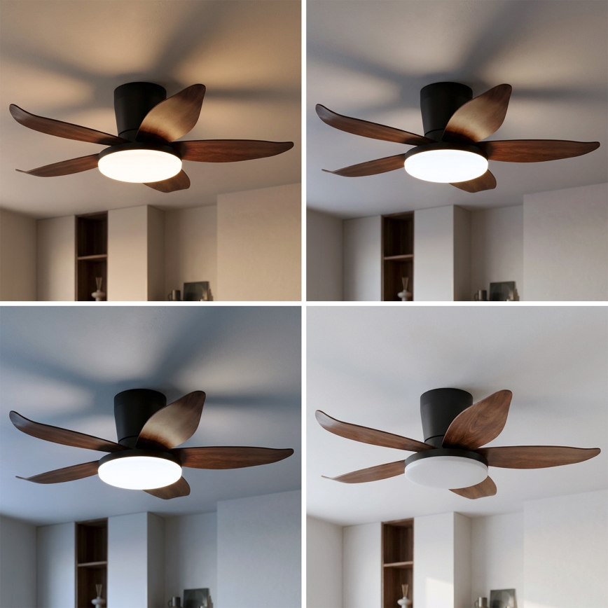 Brilagi - LED-dimmbarer Deckenventilator LED/32W/230V 3000-6500K Ø 95 cm schwarz/braun + Fernbedienung