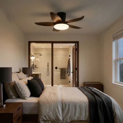 Brilagi - LED-dimmbarer Deckenventilator LED/32W/230V 3000-6500K Ø 95 cm schwarz/braun + Fernbedienung