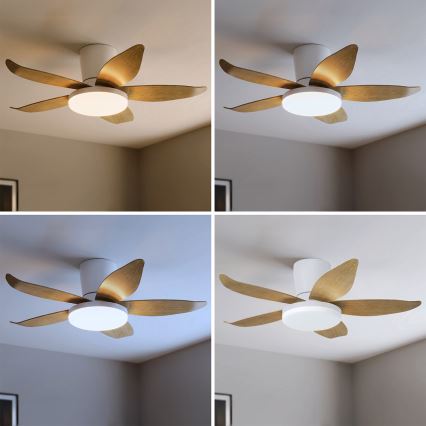 Brilagi - Dimmbarer LED-Deckenventilator LED/32W/230V 95 cm weiß/braun + Fernbedienung