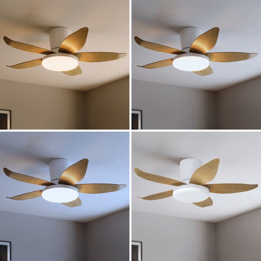 Brilagi - Dimmbarer LED-Deckenventilator LED/32W/230V 95 cm weiß/braun + Fernbedienung