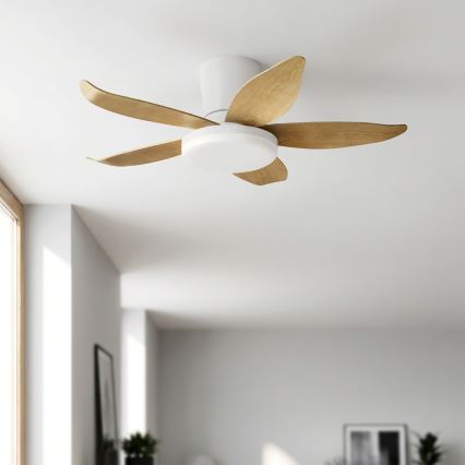 Brilagi - Dimmbarer LED-Deckenventilator LED/32W/230V 95 cm weiß/braun + Fernbedienung