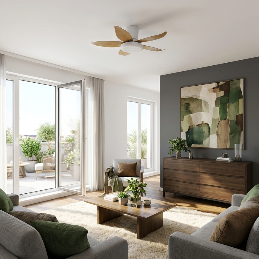 Brilagi - Dimmbarer LED-Deckenventilator LED/32W/230V 95 cm weiß/braun + Fernbedienung