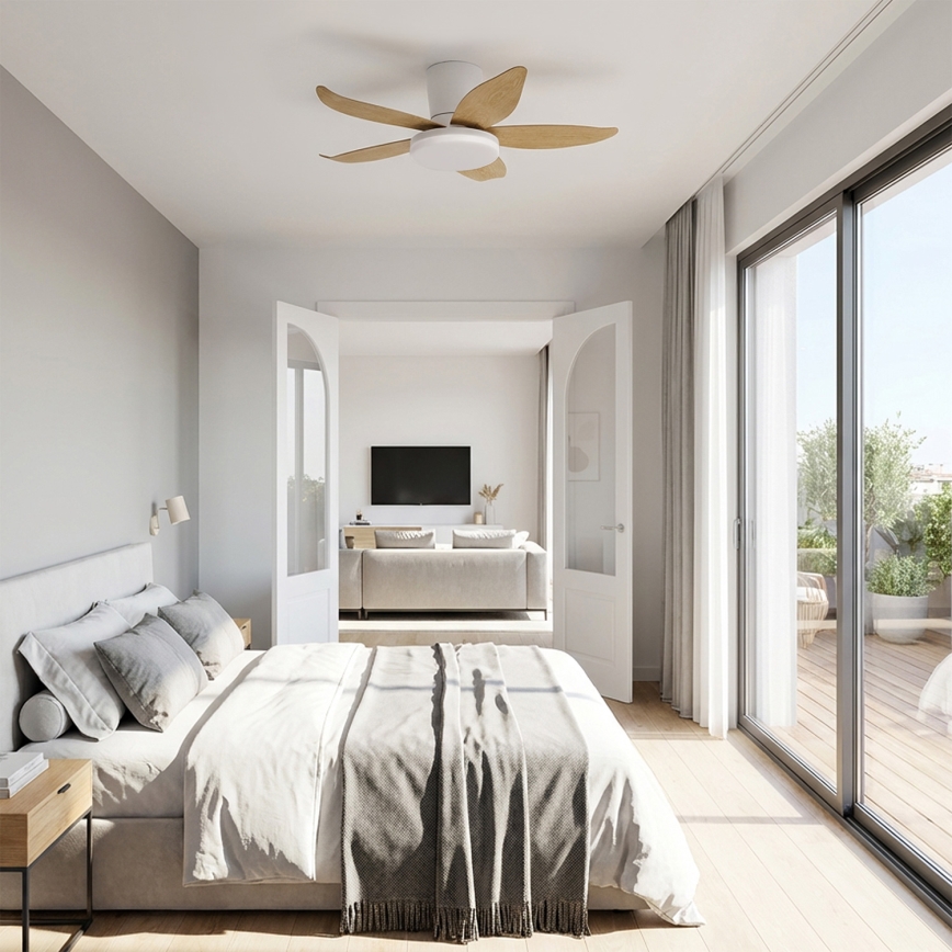 Brilagi - Dimmbarer LED-Deckenventilator LED/32W/230V 95 cm weiß/braun + Fernbedienung