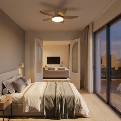 Brilagi - Dimmbarer LED-Deckenventilator LED/32W/230V 95 cm weiß/braun + Fernbedienung