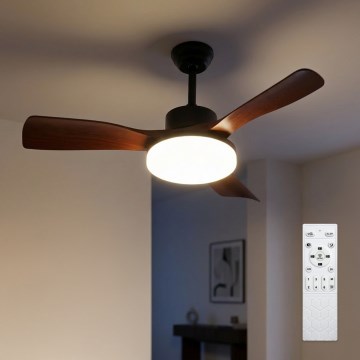 Brilagi - LED dimmbarer Deckenventilator LED/34W/230V 106 cm schwarz/braun + Fernbedienung