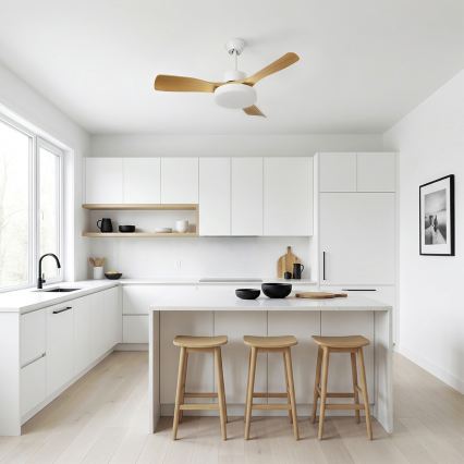 Brilagi - Dimmbarer LED-Deckenventilator LED/34W/230V 3000-6500K Ø 106 cm weiß/braun + Fernbedienung