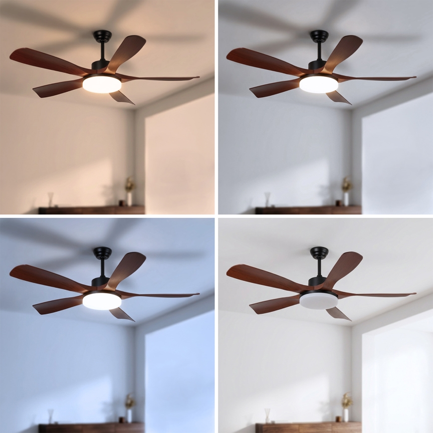 Brilagi - LED-dimmbarer Deckenventilator LED/34W/230V 3000-6500K Ø 132 cm schwarz/braun + Fernbedienung