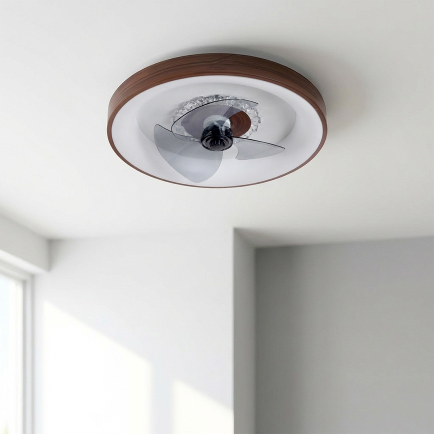 BRILAGI - LED-dimmbarer Deckenventilator, LED/34W/230V, 3000-6500K, Ø 46 cm, braun, mit Fernbedienung
