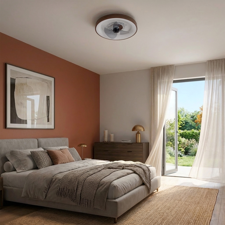 BRILAGI - LED-dimmbarer Deckenventilator, LED/34W/230V, 3000-6500K, Ø 46 cm, braun, mit Fernbedienung
