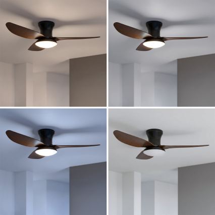 Brilagi - LED-dimmbarer Deckenventilator LED/38W/230V 3000-6500K Ø 100 cm schwarz/braun inkl. Fernbedienung