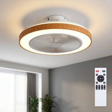 Brilagi - LED-dimmbarer Deckenventilator LED/38W/230V 3000–6500K Ø 50 cm weiß/braun + Fernbedienung