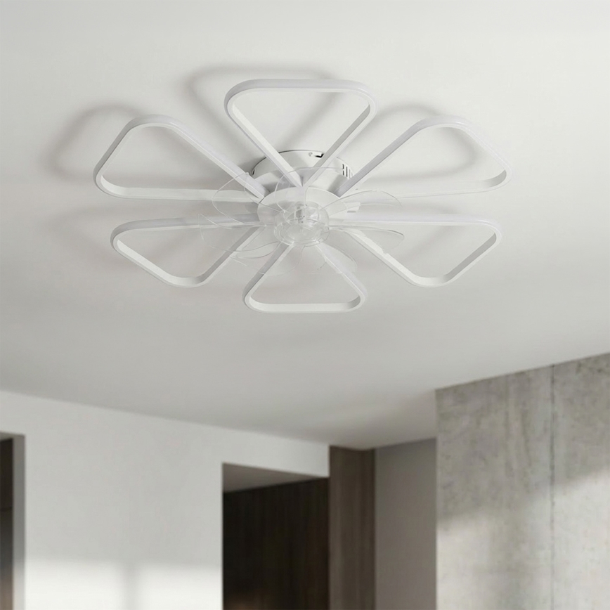 Brilagi - LED-dimmbarer Deckenventilator, 38W/230V, 3000–6500K, Ø 76 cm, Weiß + Fernbedienung
